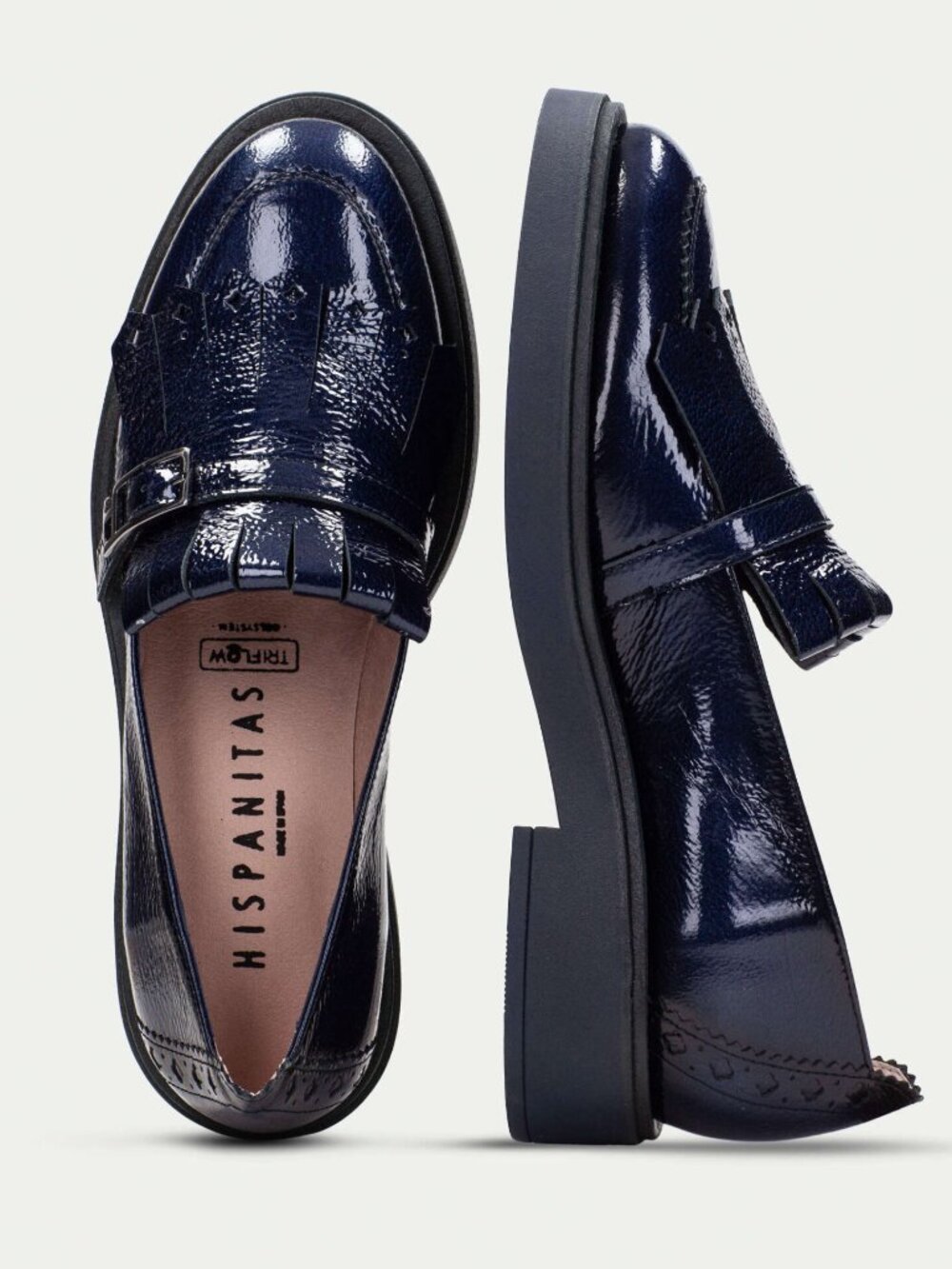 NWB Hispanitas Brooklyn Fringe Blue Patent Loafers (8.5)